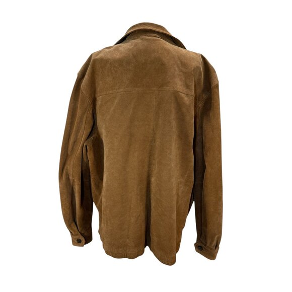 Vintage Pier 91 Tan Genuine Leather Suede Bomber Jacket, Stand Collar - Picture 3 of 8